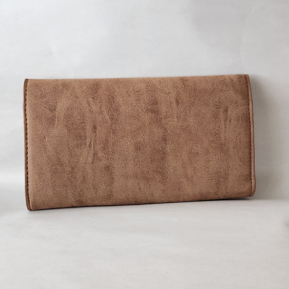 Brown Suade Wallet with Silver Feather Accent - Picture 5 of 5